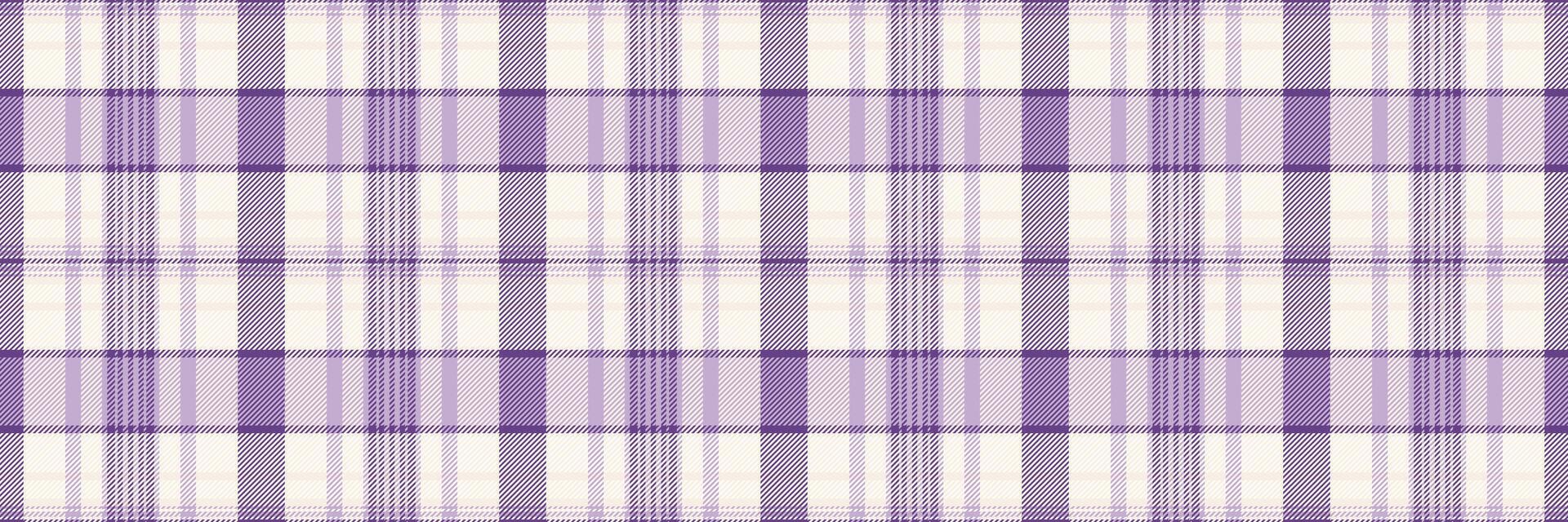 Horizontal check tartan texture, funky plaid seamless background. Folk textile fabric vector pattern in linen and snow colors.