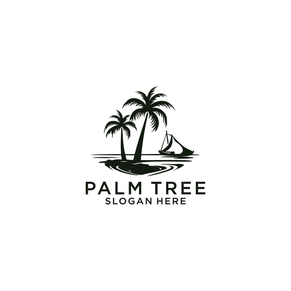 AI generated Palm tree silhouette icon.simple flat vector illustration white background