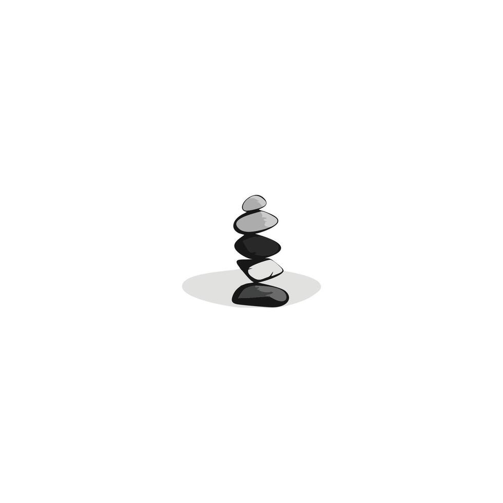 AI generated zen stone vector emblem illustration stacked stone balancing logo design