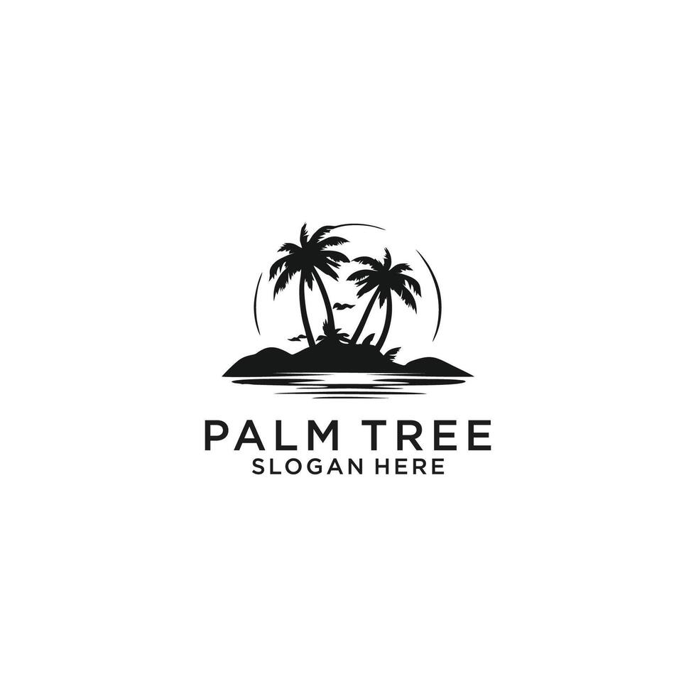 AI generated Palm tree silhouette icon.simple flat vector illustration white background