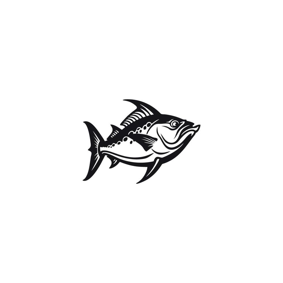 AI generated black tuna fish on a white background. vector