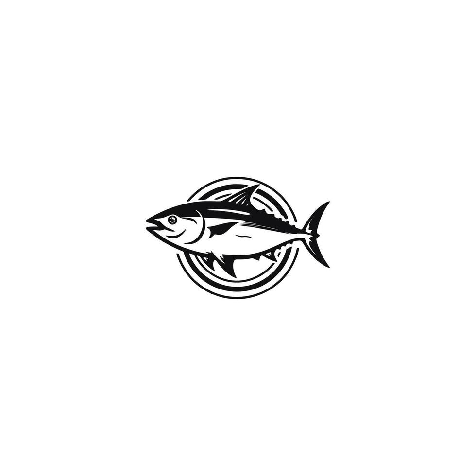 AI generated black tuna fish on a white background. vector