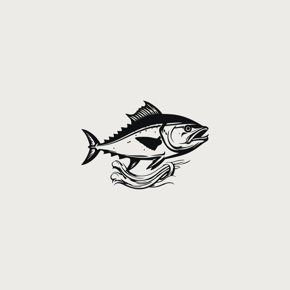 ai generado negro atún pescado en un blanco antecedentes. vector