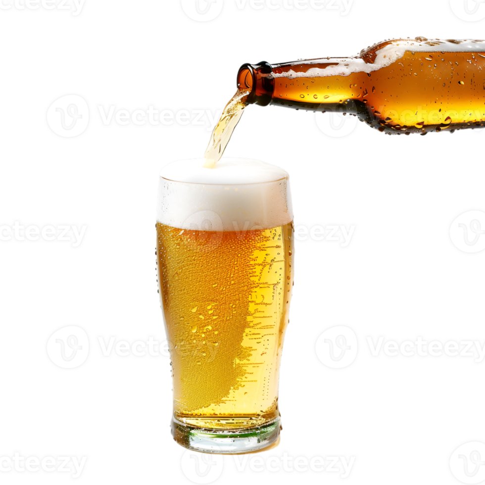 AI generated pouring beer on transparent background png