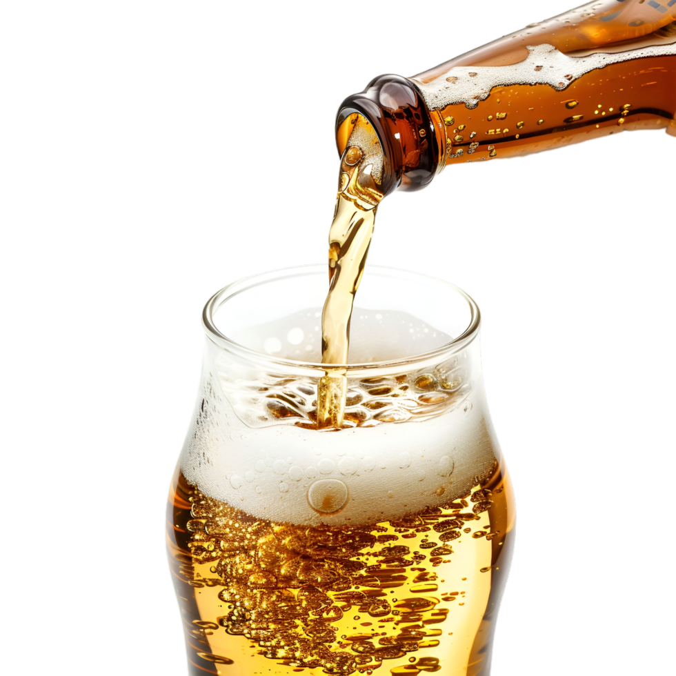 AI generated pouring beer on transparent background png