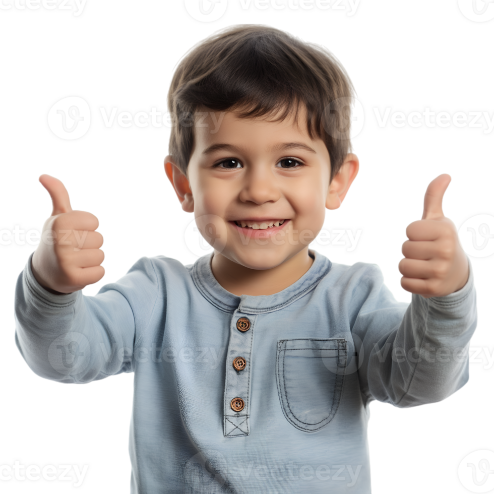 AI generated little boy thumbs up on transparent background png