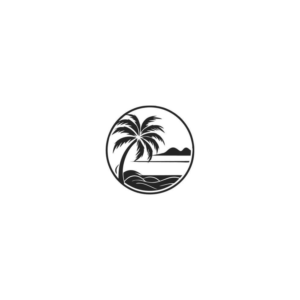 AI generated palm tree hipster vintage logo vector icon illustration