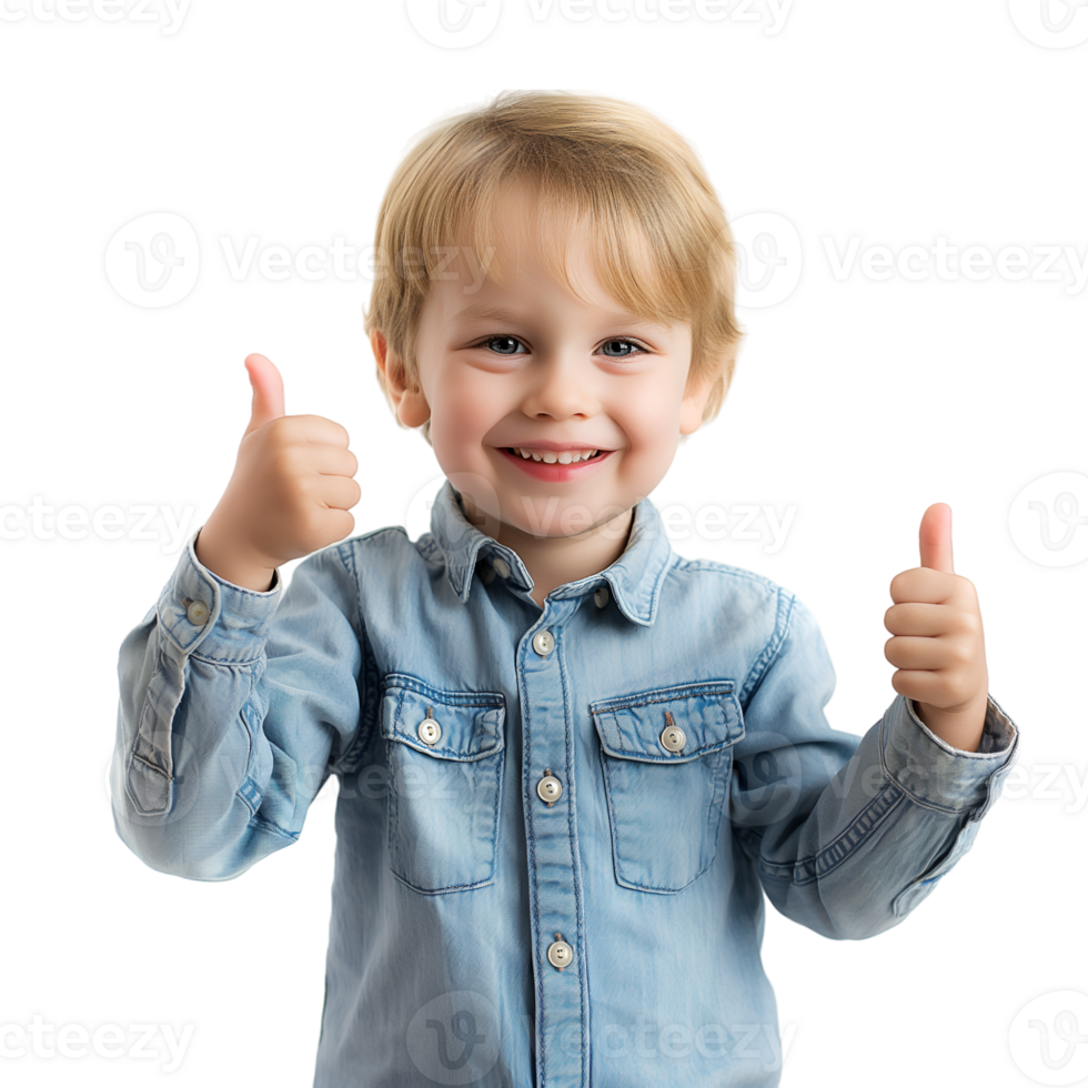 AI generated little boy thumbs up on transparent background png