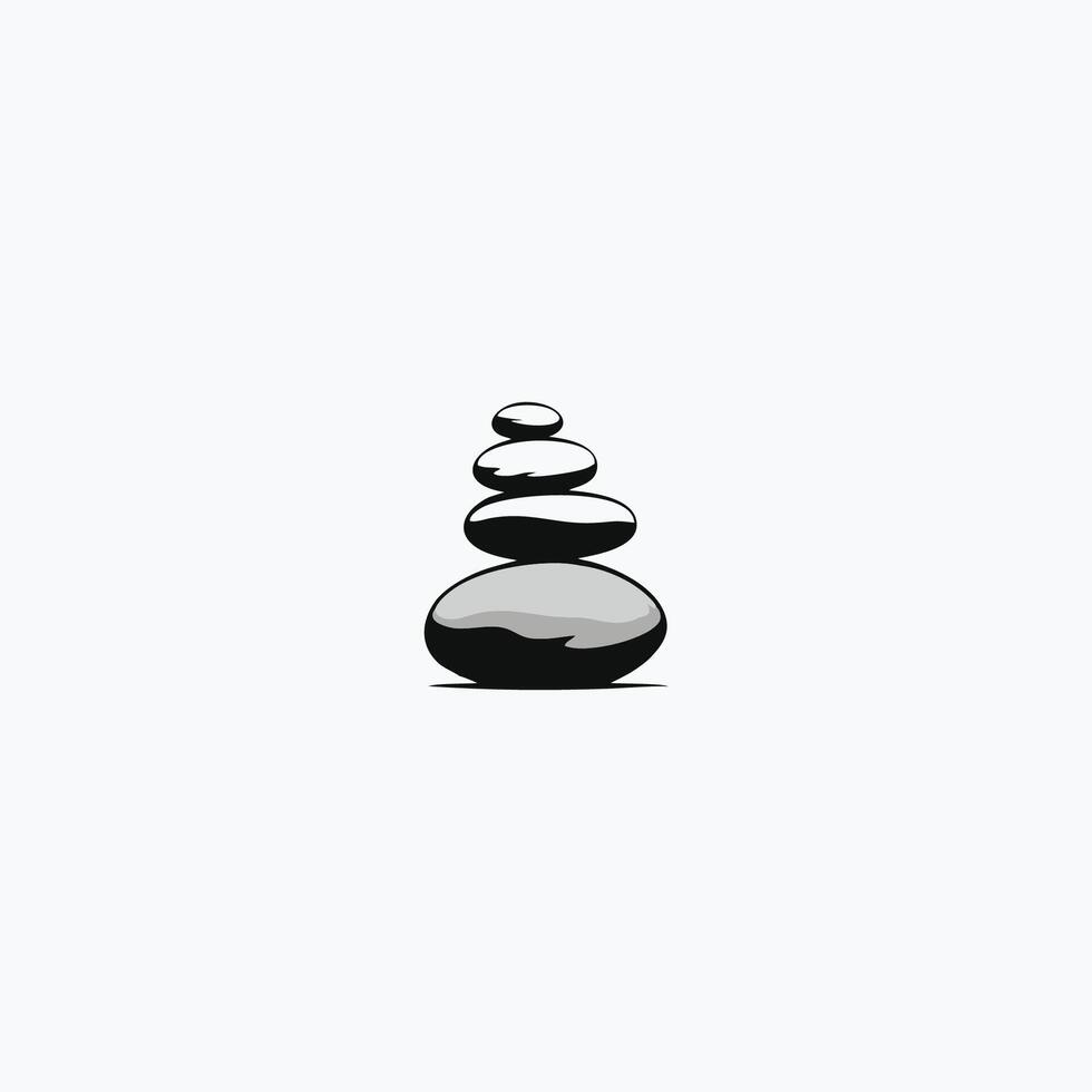AI generated zen stone vector emblem illustration stacked stone balancing logo design