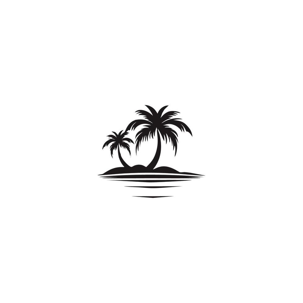 AI generated Palm tree silhouette icon.simple flat vector illustration white background