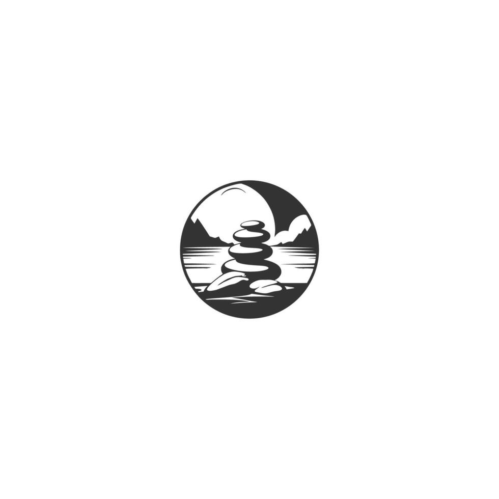 AI generated zen rock vintage logo vector icon illustration