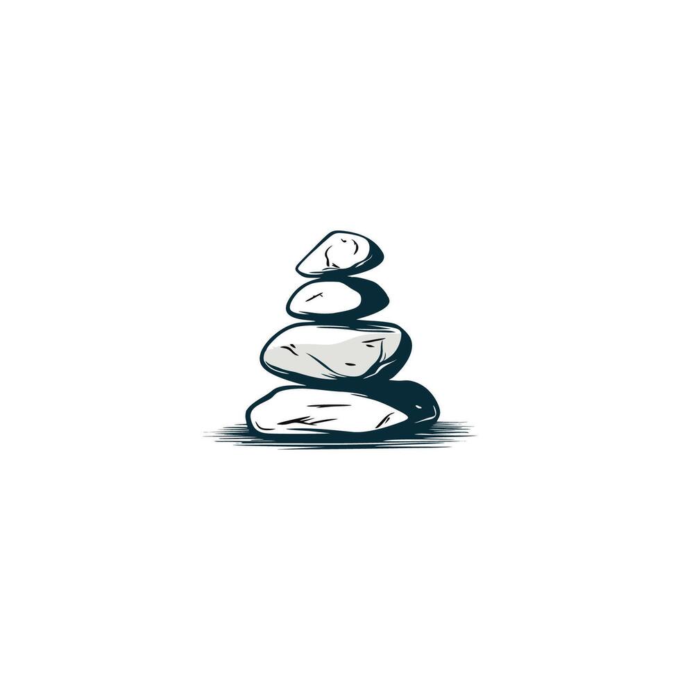 AI generated zen rock vintage logo vector icon illustration