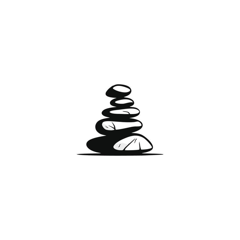 AI generated zen stone vector emblem illustration stacked stone balancing logo design
