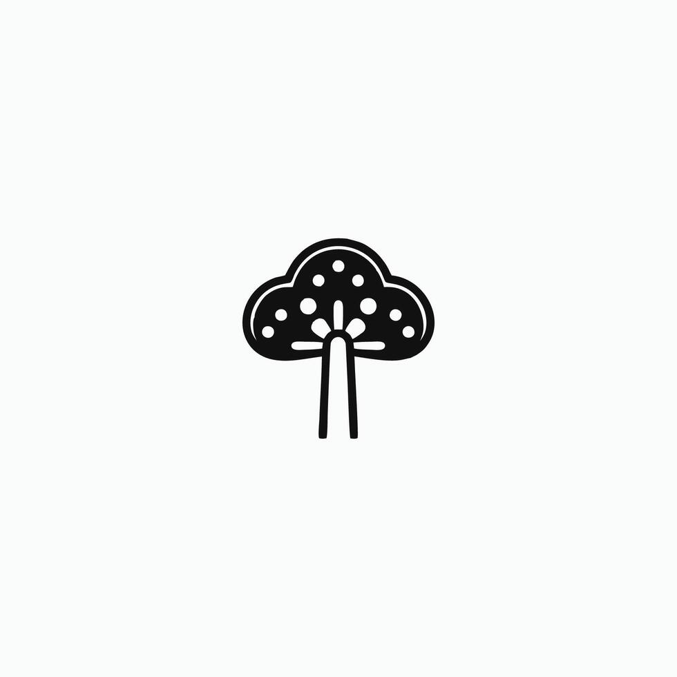 AI generated mushroom vector icon.Simple Modern Isolated Farm Black Organic Food Concept.