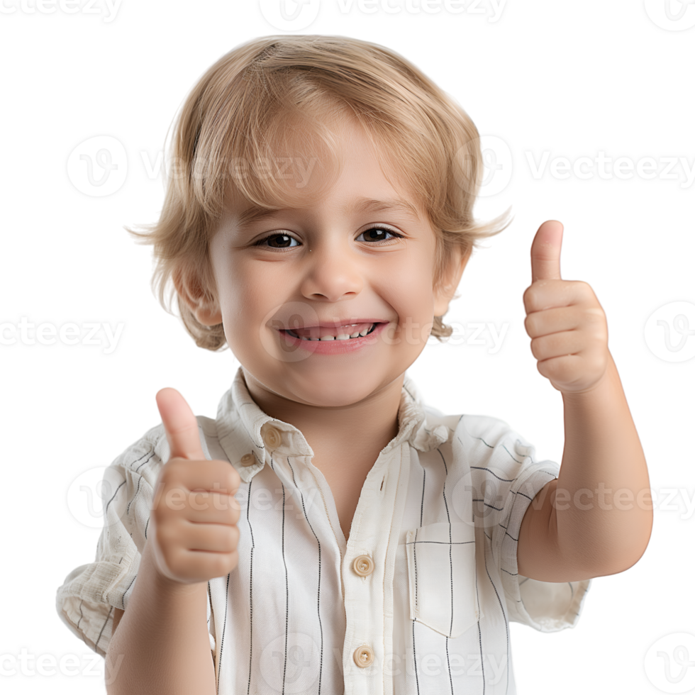 AI generated little boy thumbs up on transparent background png