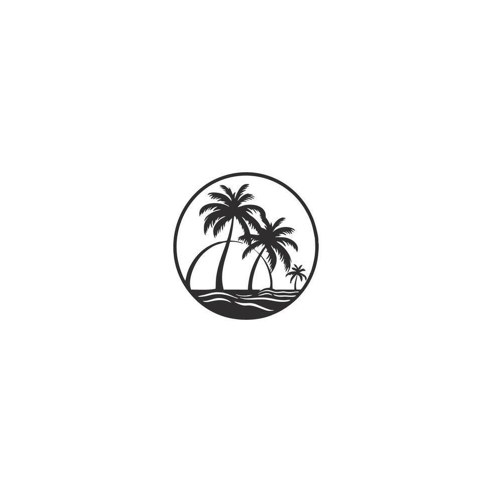 AI generated palm tree hipster vintage logo vector icon illustration