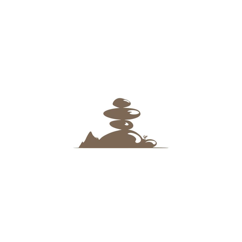 AI generated zen stone vector emblem illustration stacked stone balancing logo design