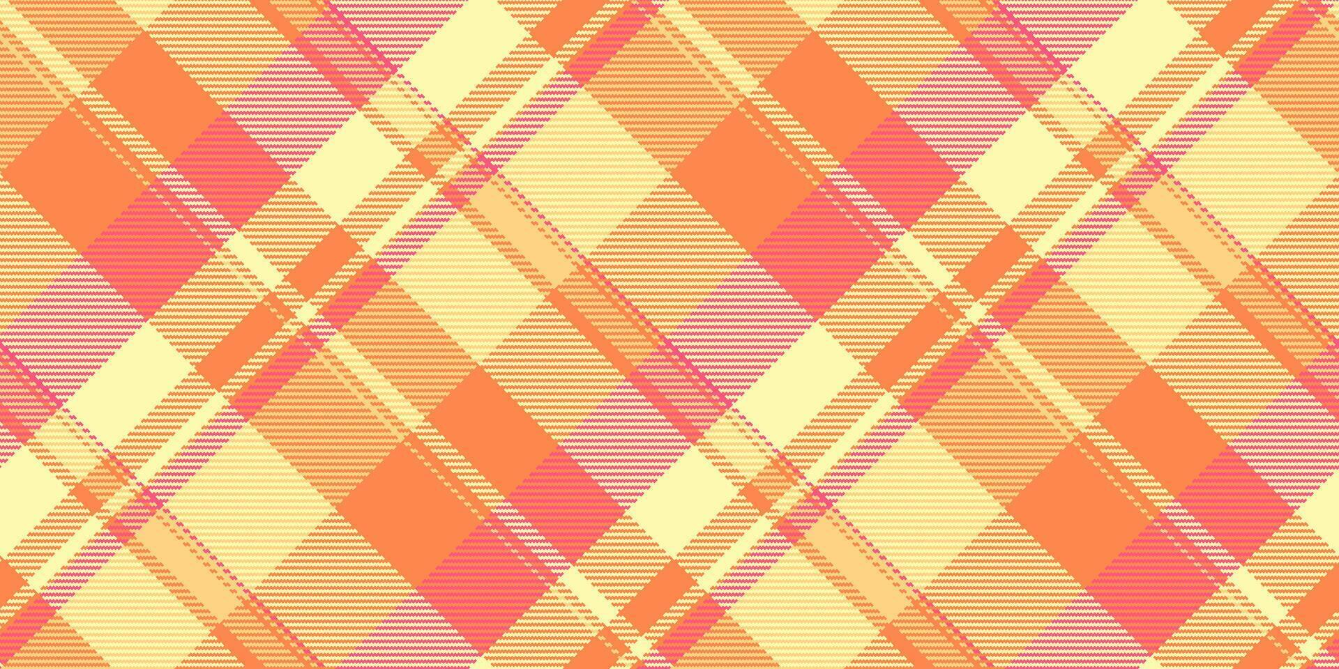 Stationary tartan pattern seamless, slim vector background texture. France textile plaid fabric check in yellow and orange colors.
