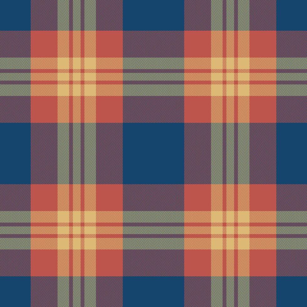 Plaid seamless pattern in blue. Check fabric texture. Vector textile print.