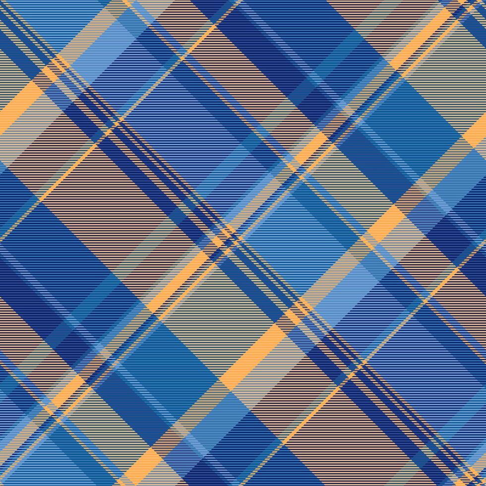 Card seamless texture textile, ornate plaid check pattern. Coat vector background tartan fabric in blue and cyan colors.