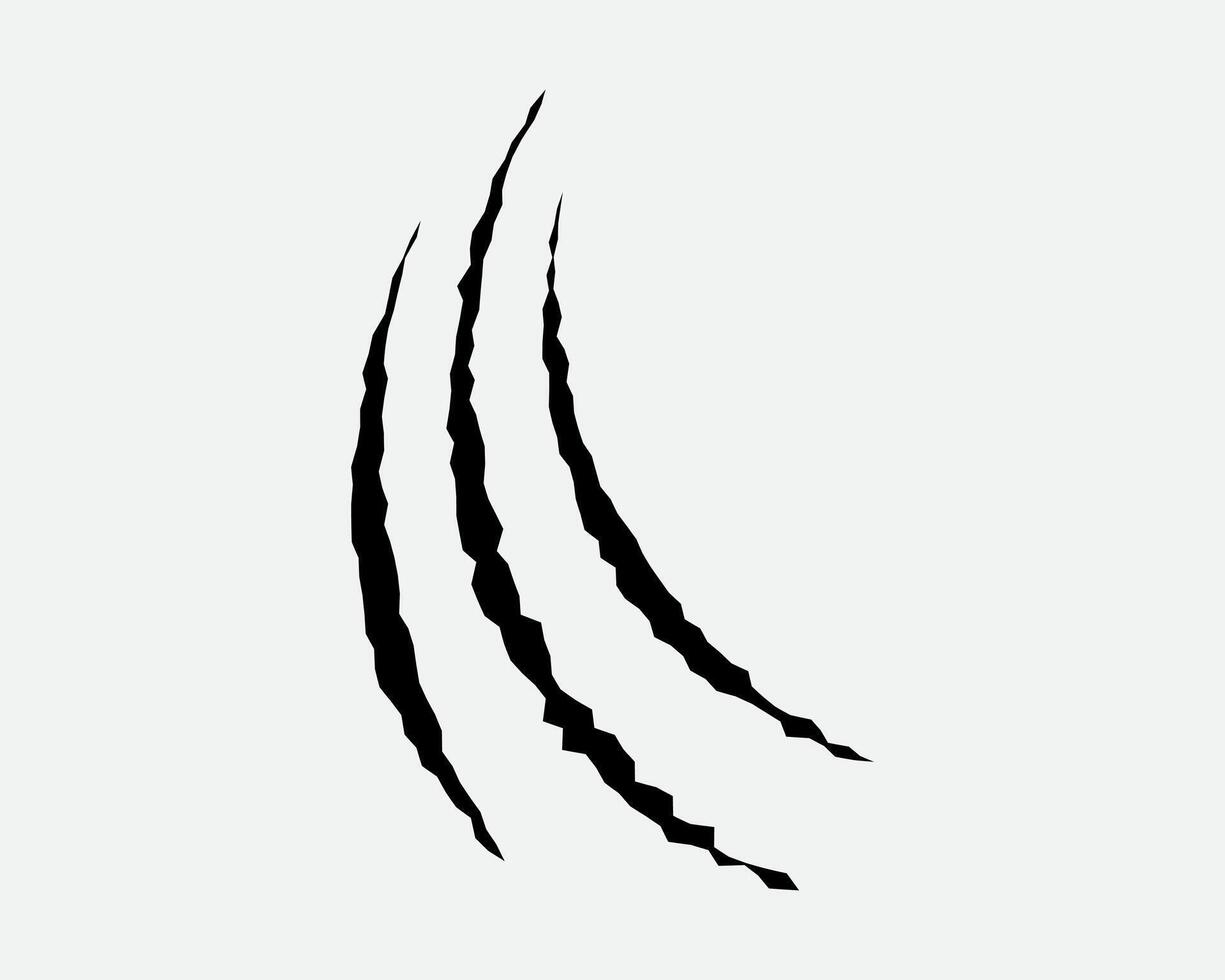 Claws scratches, animal monster mark design element, tattoo and decor for halloween. Black vector silhouette.