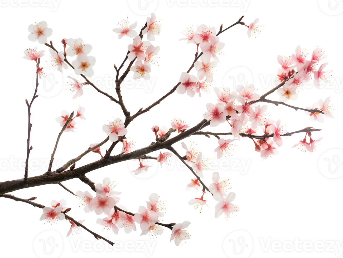 AI generated Sakura branch on transparent background png