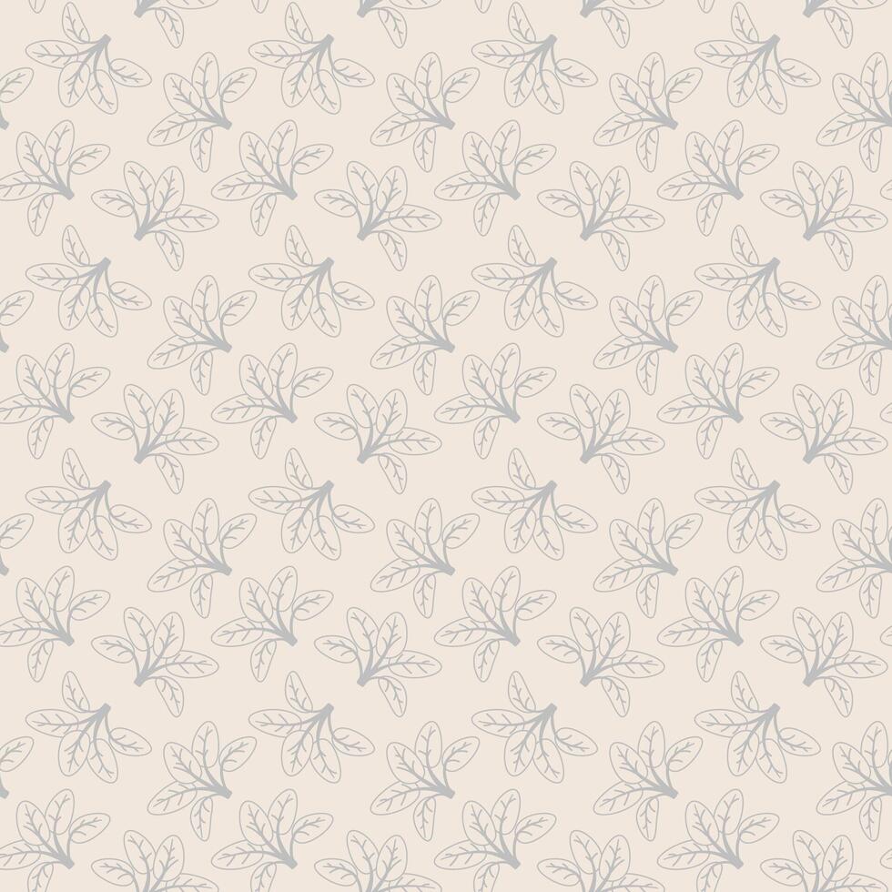 Hand drawn floral pattern vector design. Simple ornament with plant and leaf.
