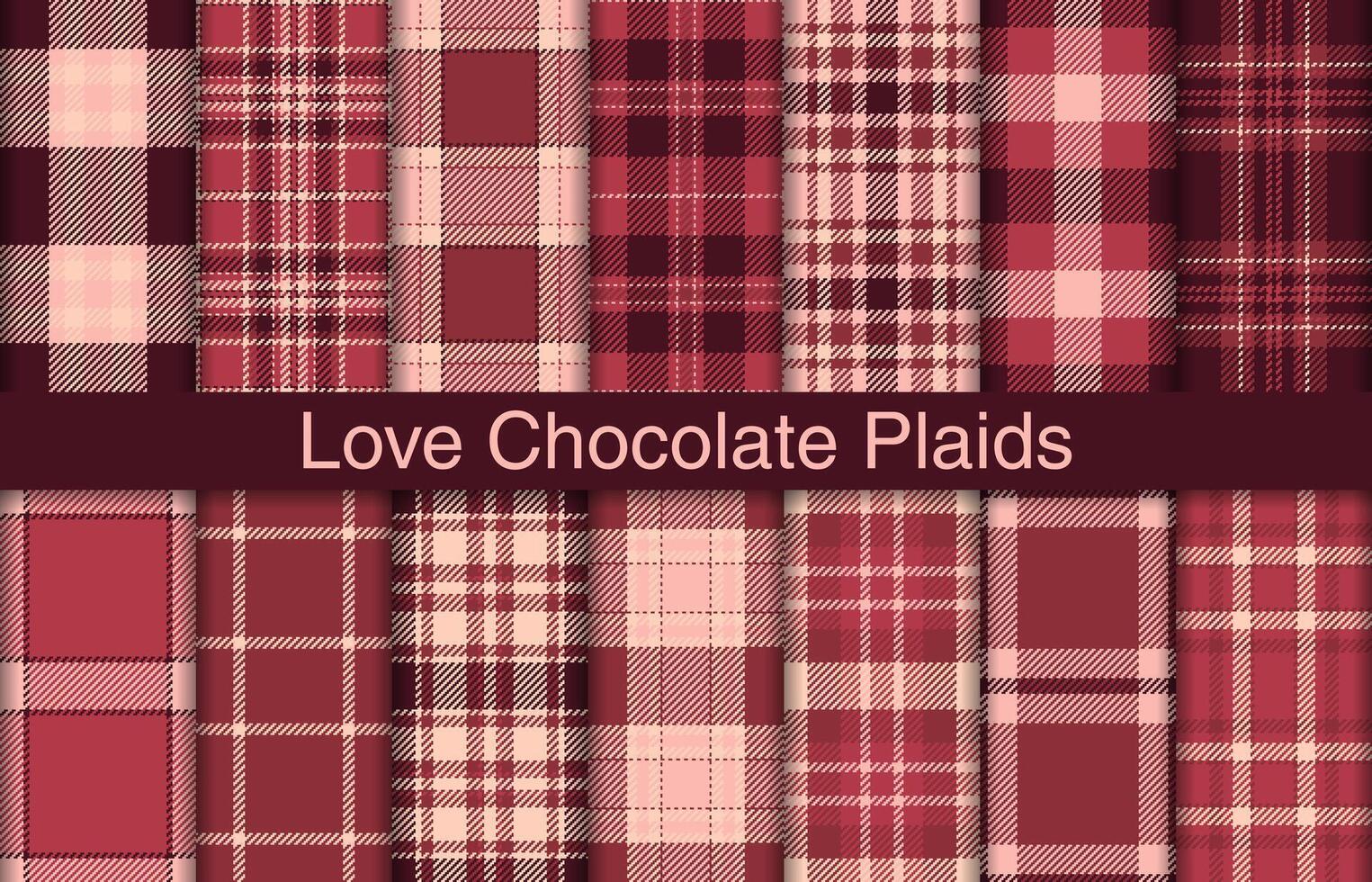 amor chocolate tartán manojos, textil diseño, a cuadros tela modelo para camisa, vestido, traje, envase papel imprimir, invitación y regalo tarjeta. vector