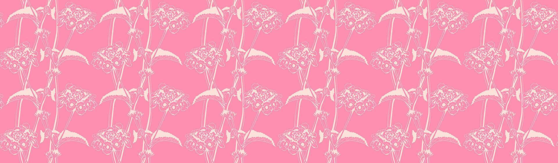 Hand drawn floral pattern vector design. Flower drawing simple ornament.