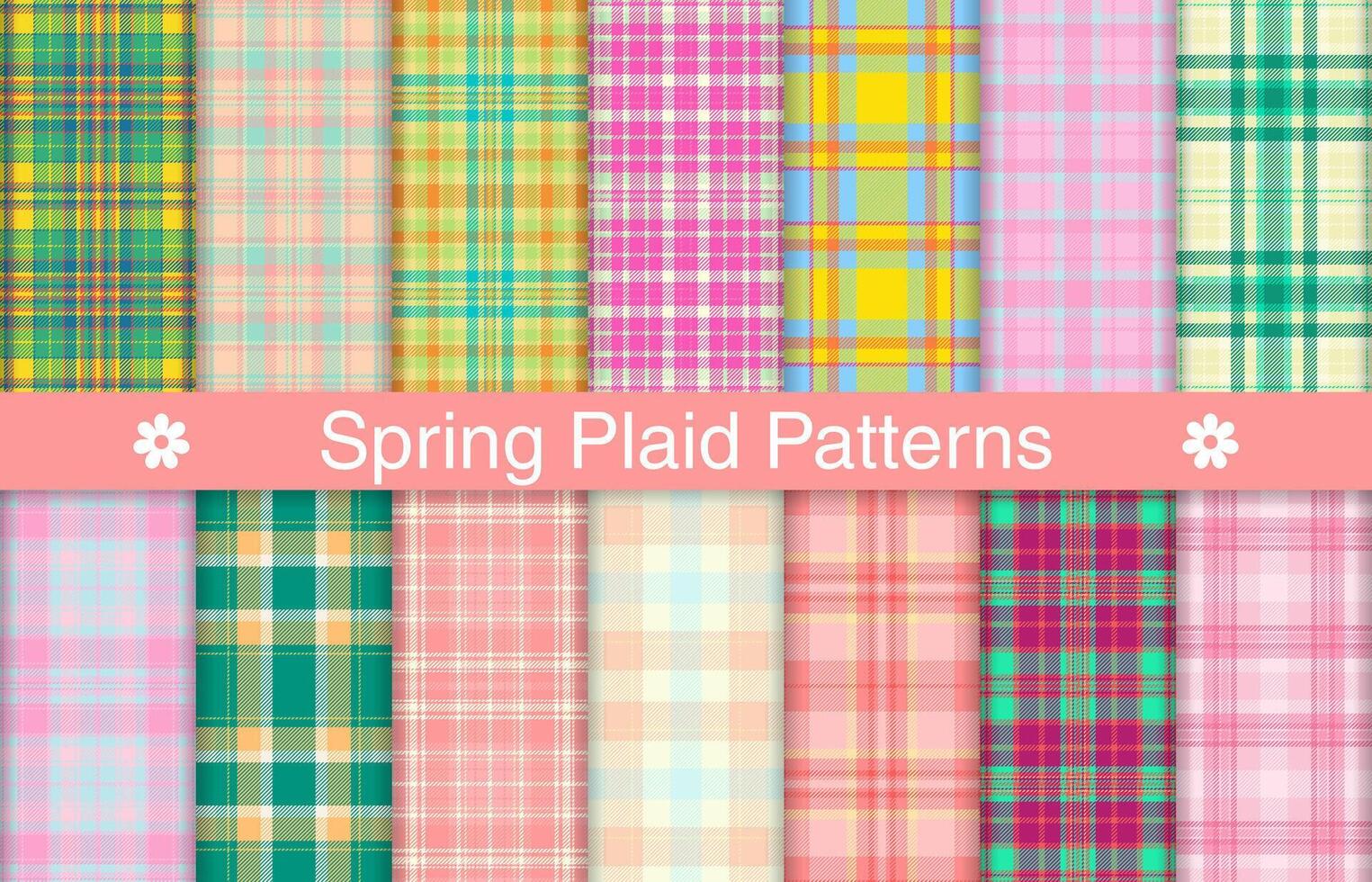 Spring plaid bundles, textile design, checkered fabric pattern for shirt, dress, suit, wrapping paper print, invitation and gift card. vector