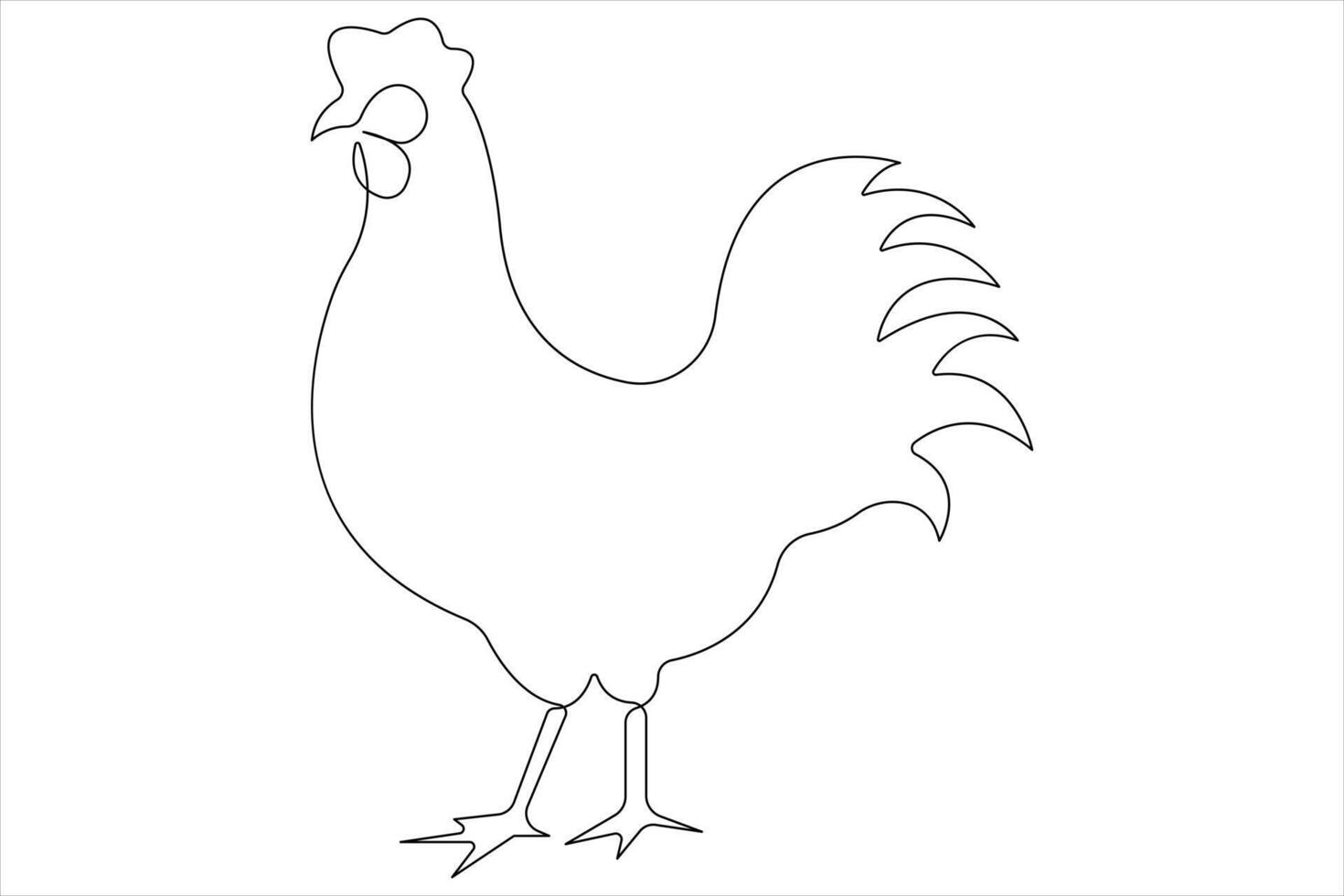 Continuous one line art drawing of pet animal chicken concept outline vector illustration