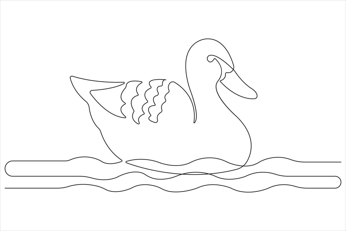 Continuous single line art drawing of pet animal duck concept outline vector illustration