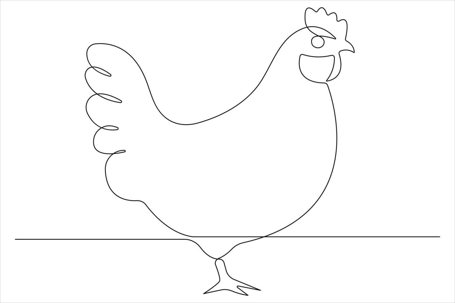 Continuous one line art drawing of pet animal chicken concept outline vector illustration