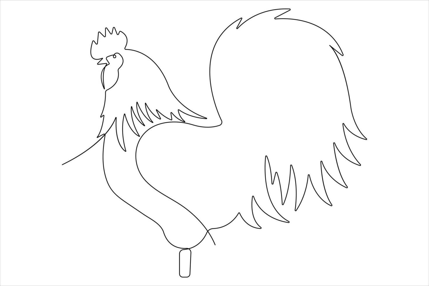 Continuous one line art drawing of pet animal chicken concept outline vector illustration