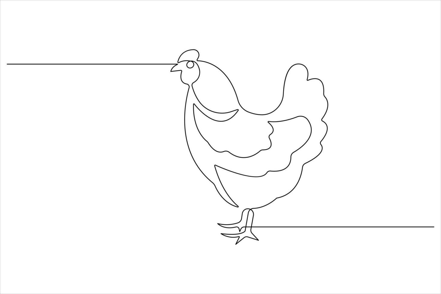 Continuous one line art drawing of pet animal chicken concept outline vector illustration