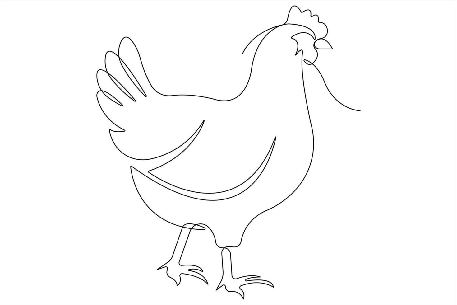 Continuous one line art drawing of pet animal chicken concept outline vector illustration