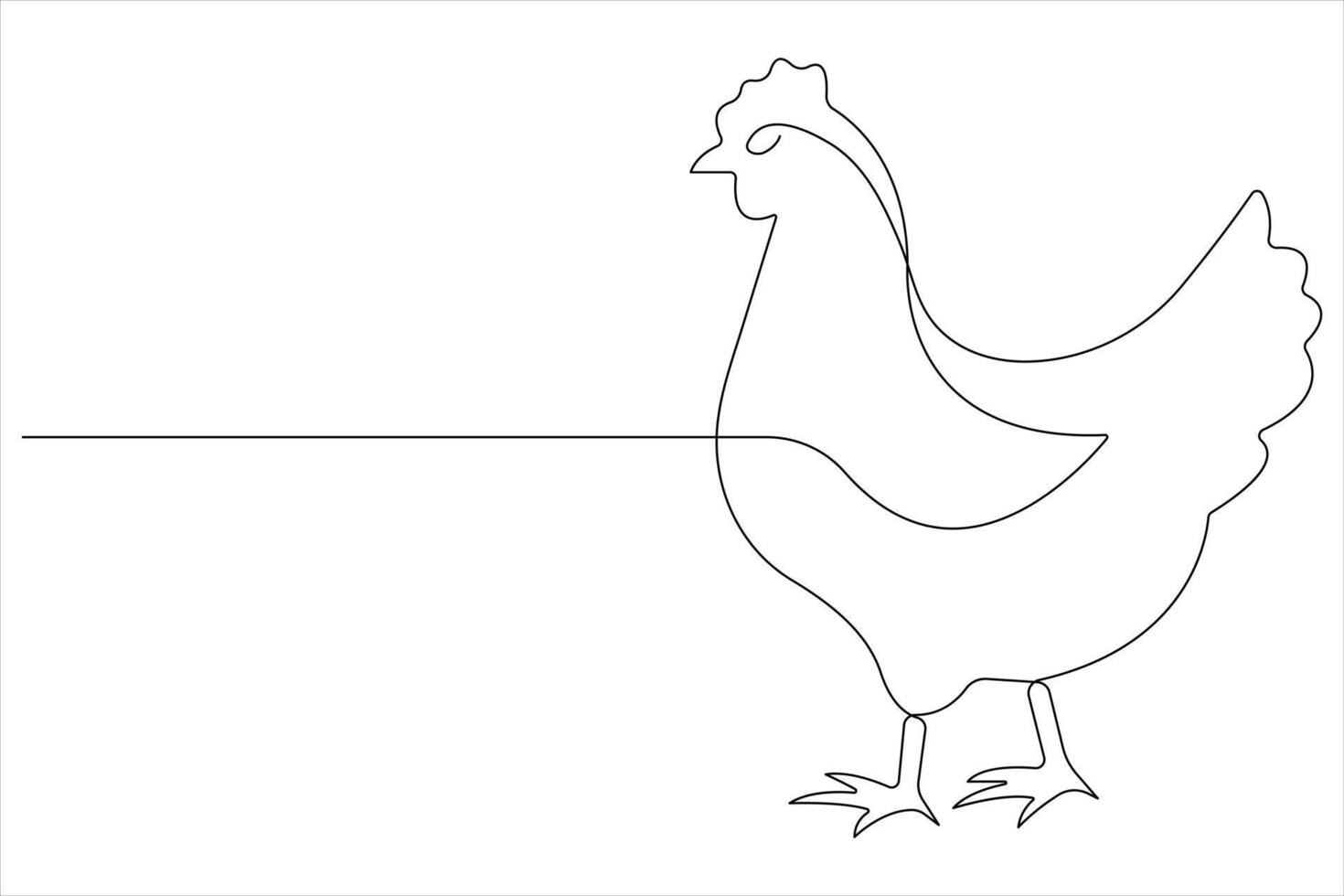 Continuous one line art drawing of pet animal chicken concept outline vector illustration