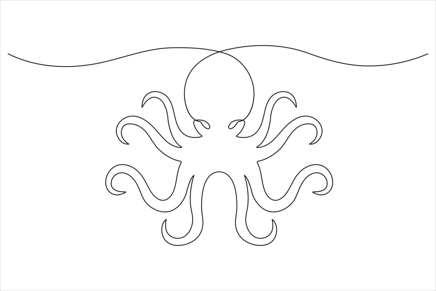 Octopus sea animal continuous one line art drawing of outline vector illustration