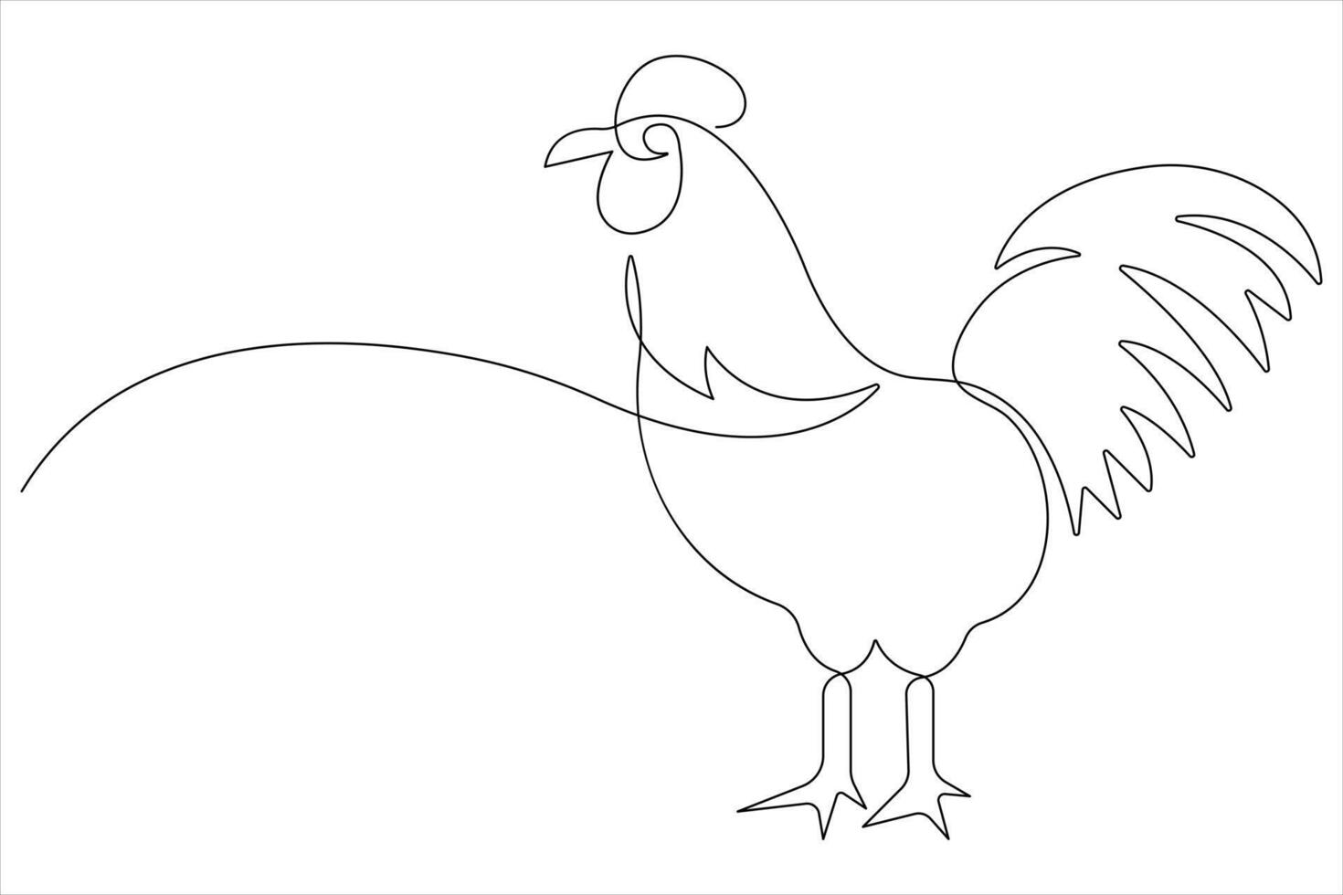 Continuous one line art drawing of pet animal chicken concept outline vector illustration