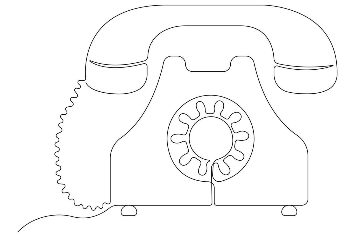 Old telephone continuous one line art drawing of outline vector illustration design