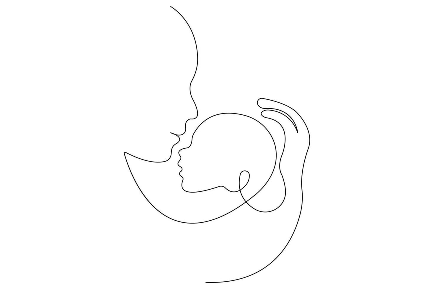 Continuous single line art drawing of baby sketch and concept outline vector