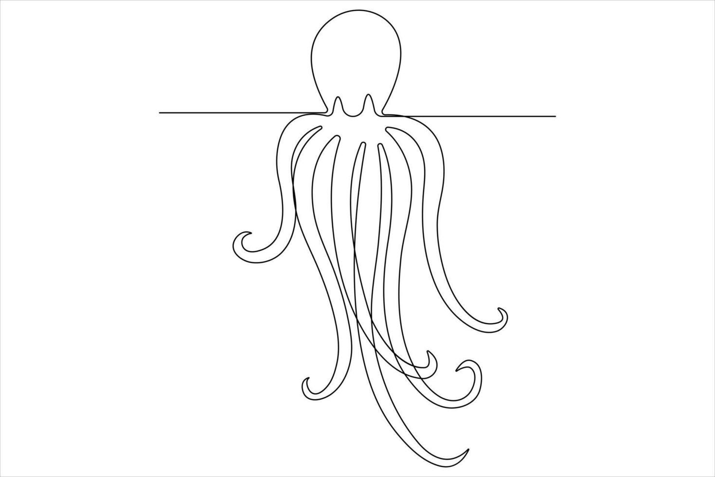 Octopus sea animal continuous one line art drawing of outline vector illustration