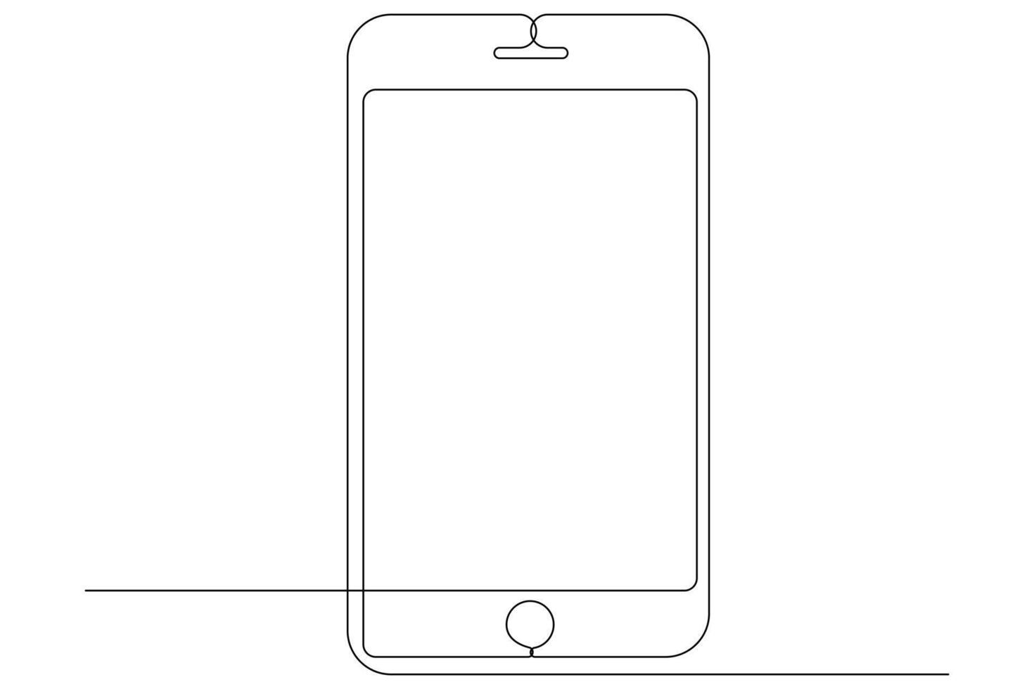 Continuous one line art smartphone touch screen gadget modern technology design outline vector illustration