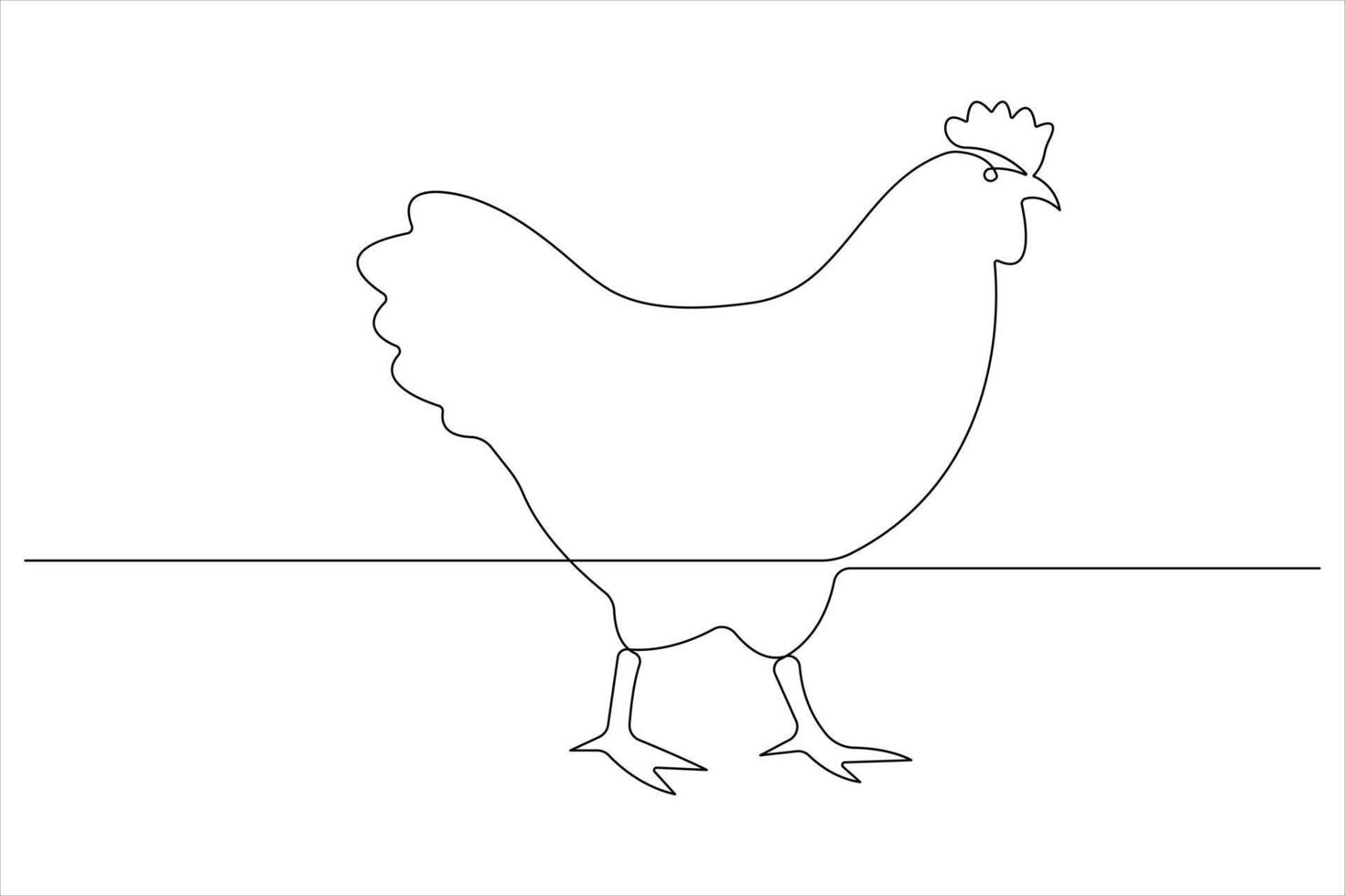 Continuous one line art drawing of pet animal chicken concept outline vector illustration