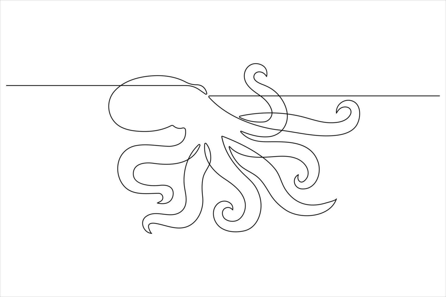 Octopus sea animal continuous one line art drawing of outline vector illustration