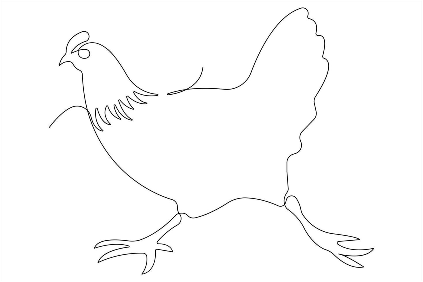 Continuous one line art drawing of pet animal chicken concept outline vector illustration