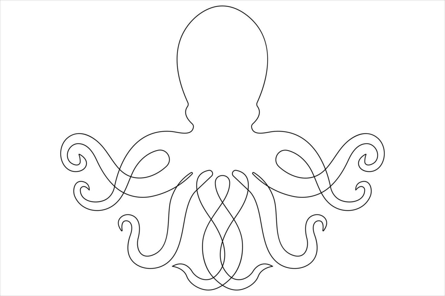 Octopus sea animal continuous one line art drawing of outline vector illustration