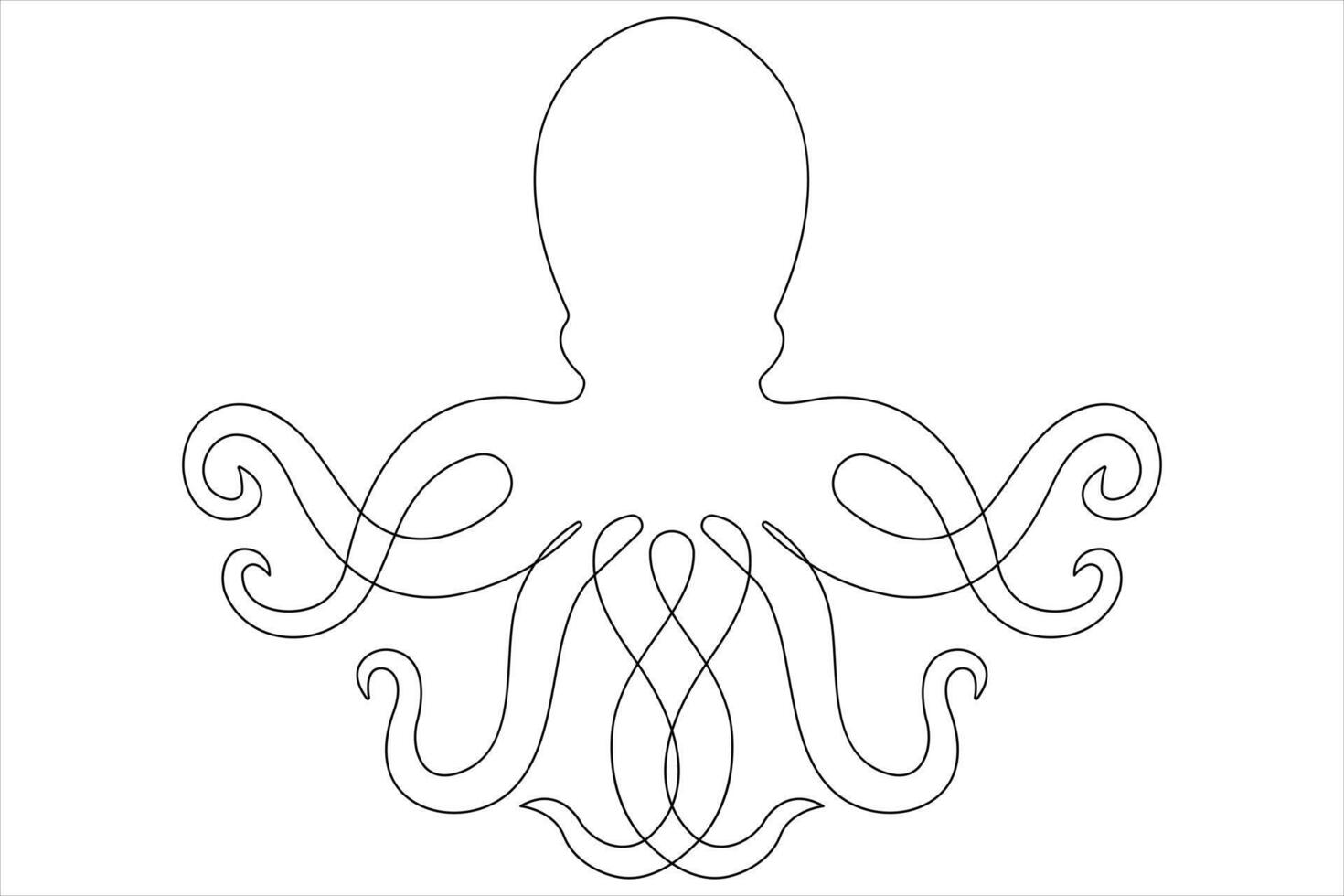 Octopus sea animal continuous one line art drawing of outline vector illustration