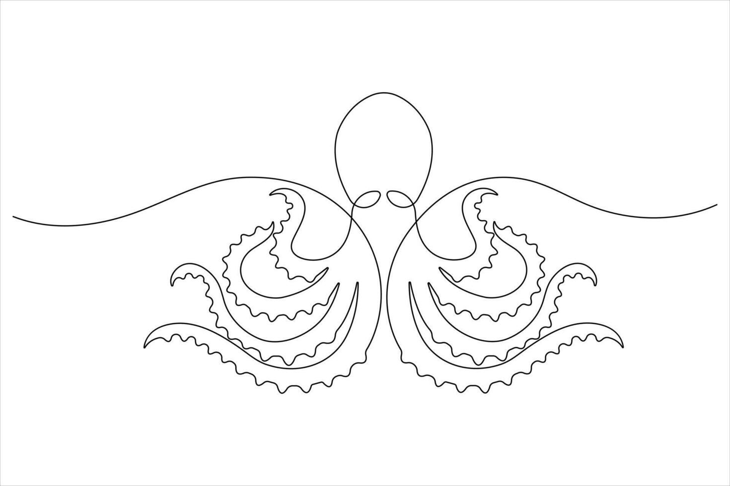 Octopus sea animal continuous one line art drawing of outline vector illustration