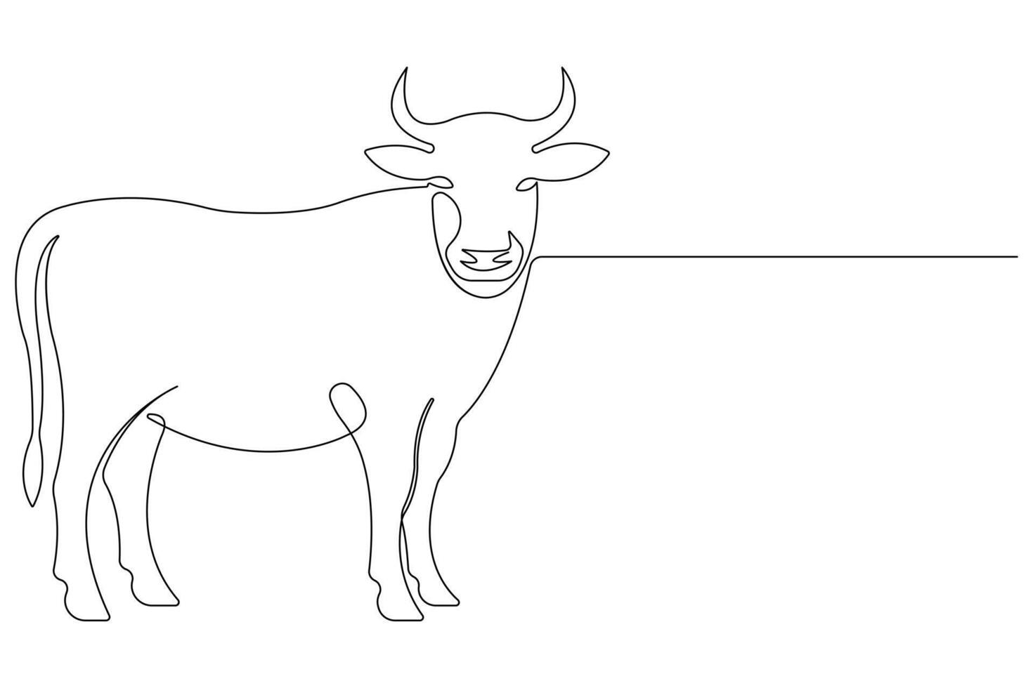Continuous one line art drawing of cow pet animal concept outline vector illustration